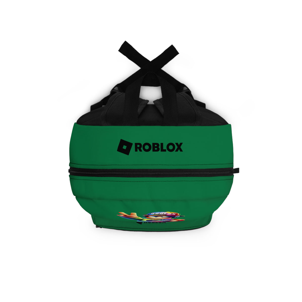 Top view of dark green Roblox backpack showing durable zippers and handle at dobermenpremier.com