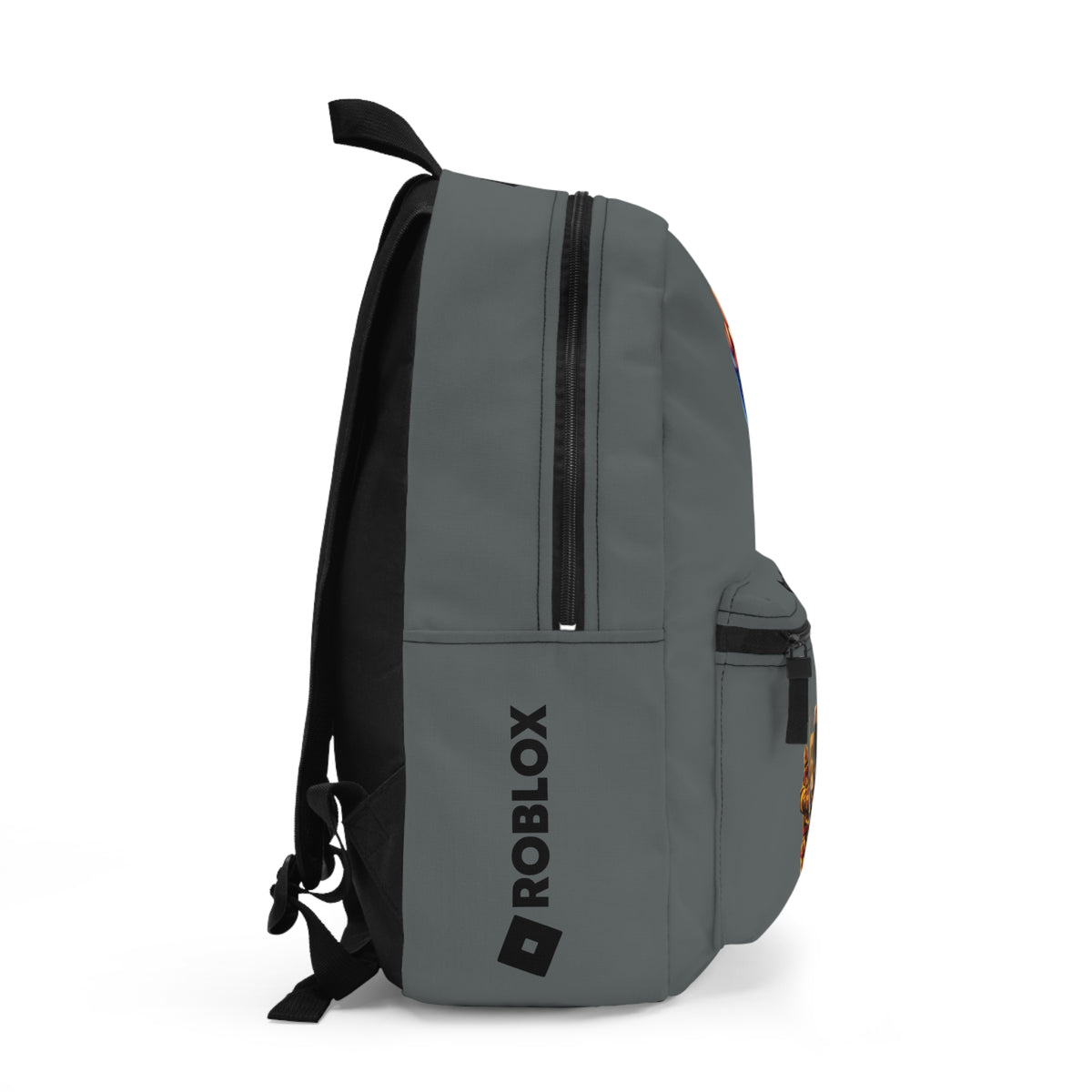 Side view of dark grey Roblox backpack showing clean profile and shoulder strap at dobermenpremier.com