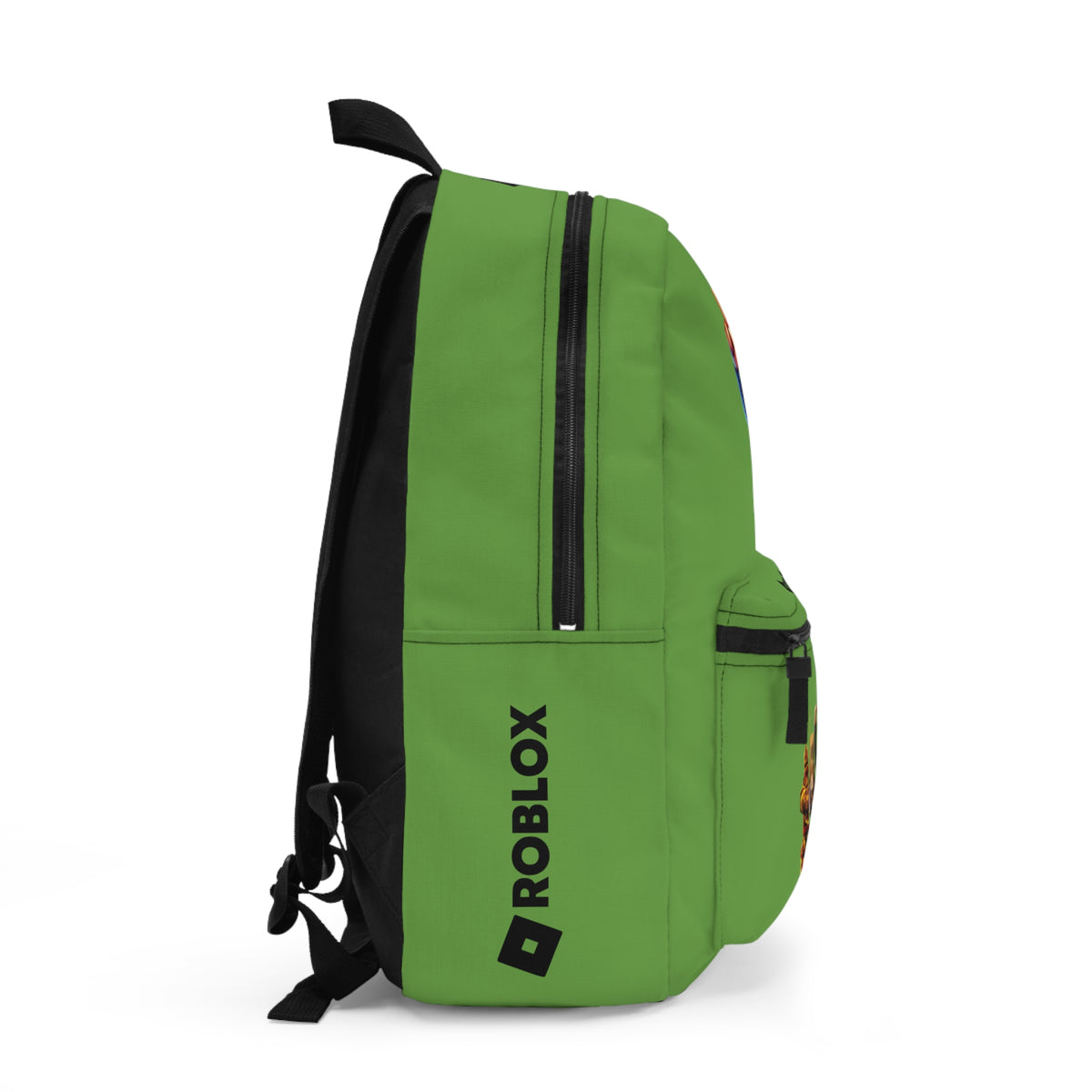 Side view of green Roblox backpack showing clean profile and shoulder strap at dobermenpremier.com