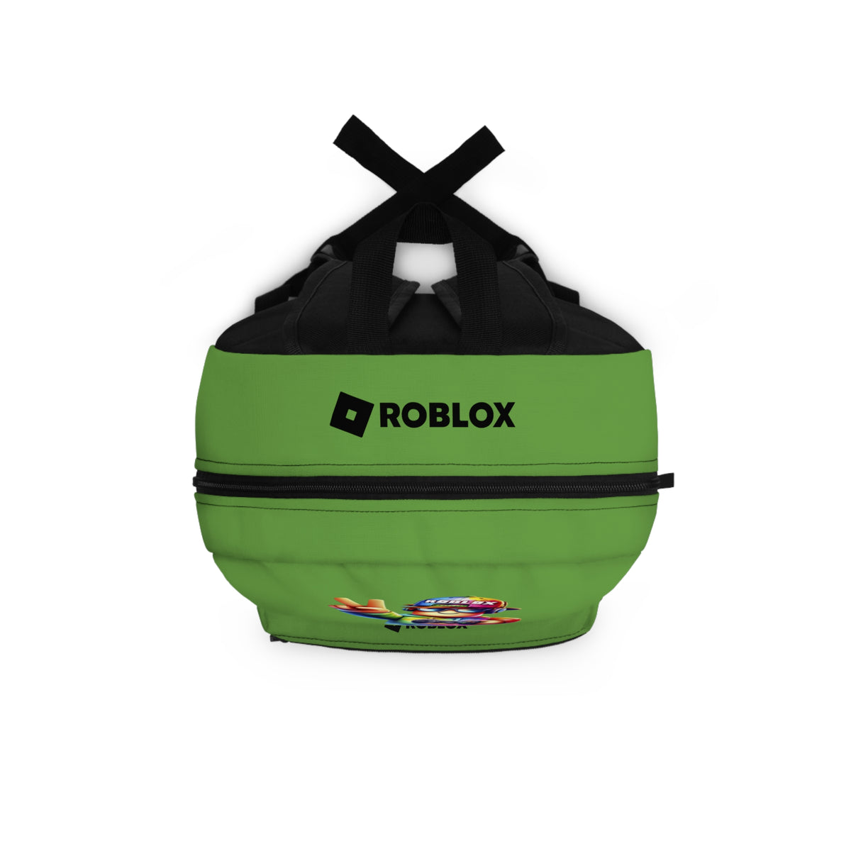 Top view of green Roblox backpack showing durable zippers and handle at dobermenpremier.com