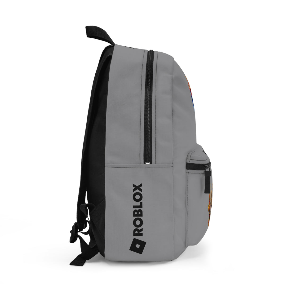 Side view of grey Roblox backpack showing clean profile and shoulder strap at dobermenpremier.com