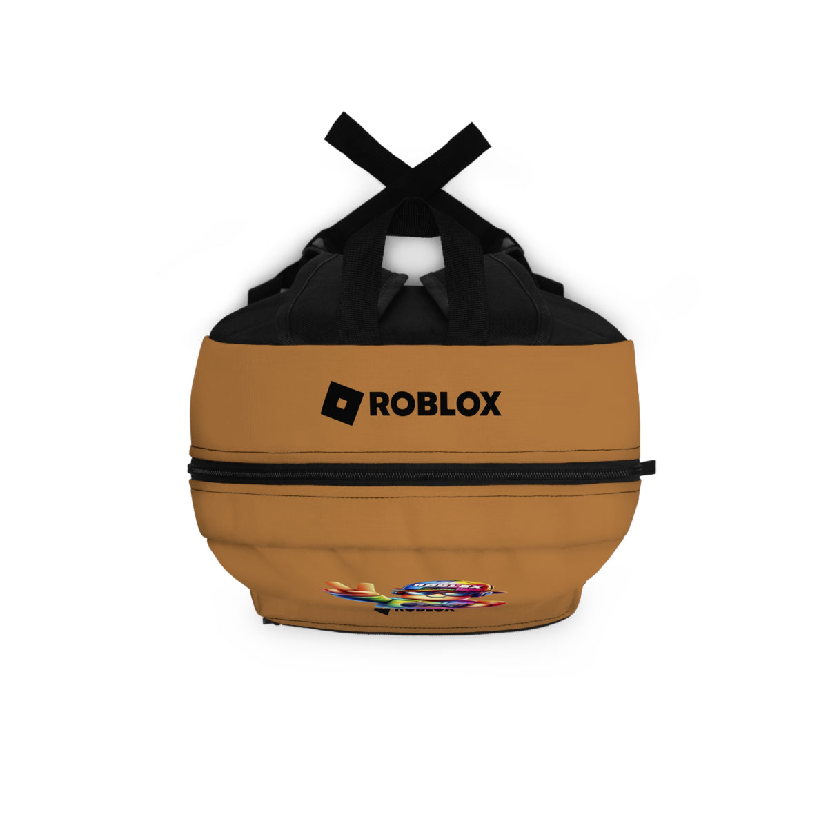 Top view of light brown Roblox backpack showing durable zippers and handle at dobermenpremier.com