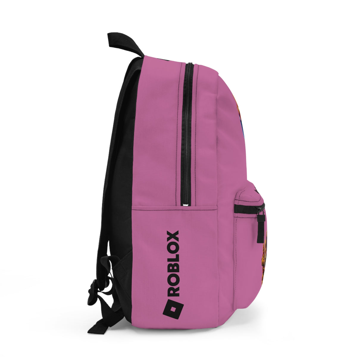 Side view of light pink Roblox backpack showing clean profile and shoulder strap at dobermenpremier.com