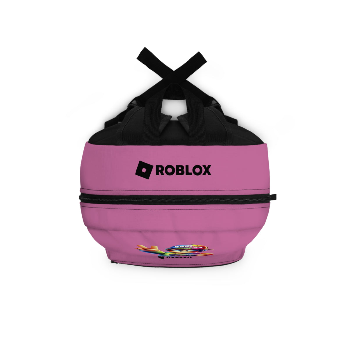 Top view of light pink Roblox backpack showing durable zippers and handle at dobermenpremier.com