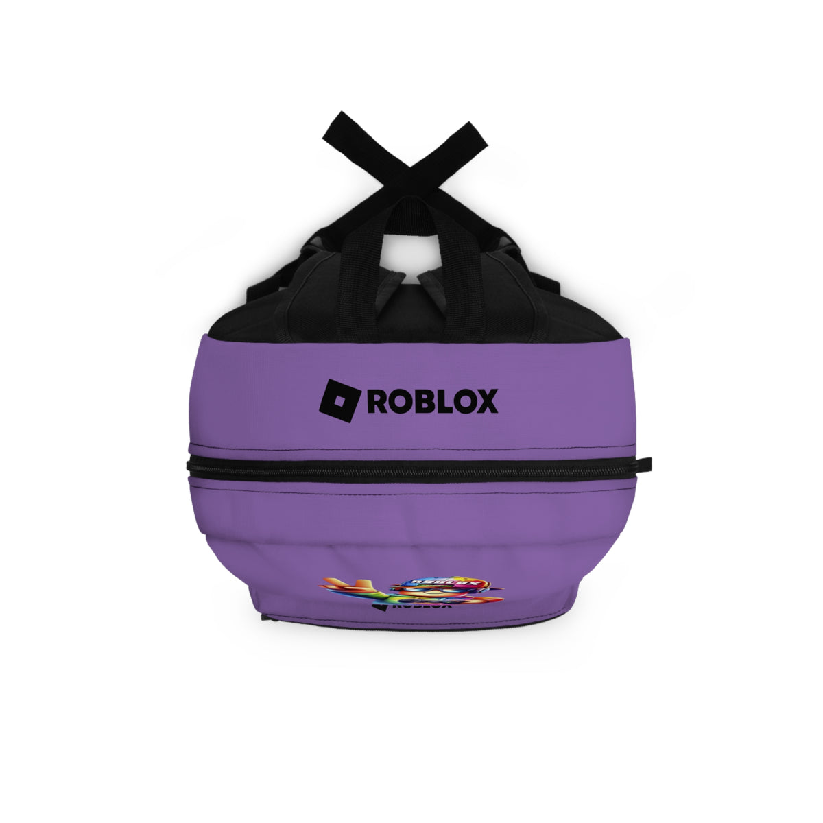 Top view of light purple Roblox backpack showing durable zippers and handle at dobermenpremier.com