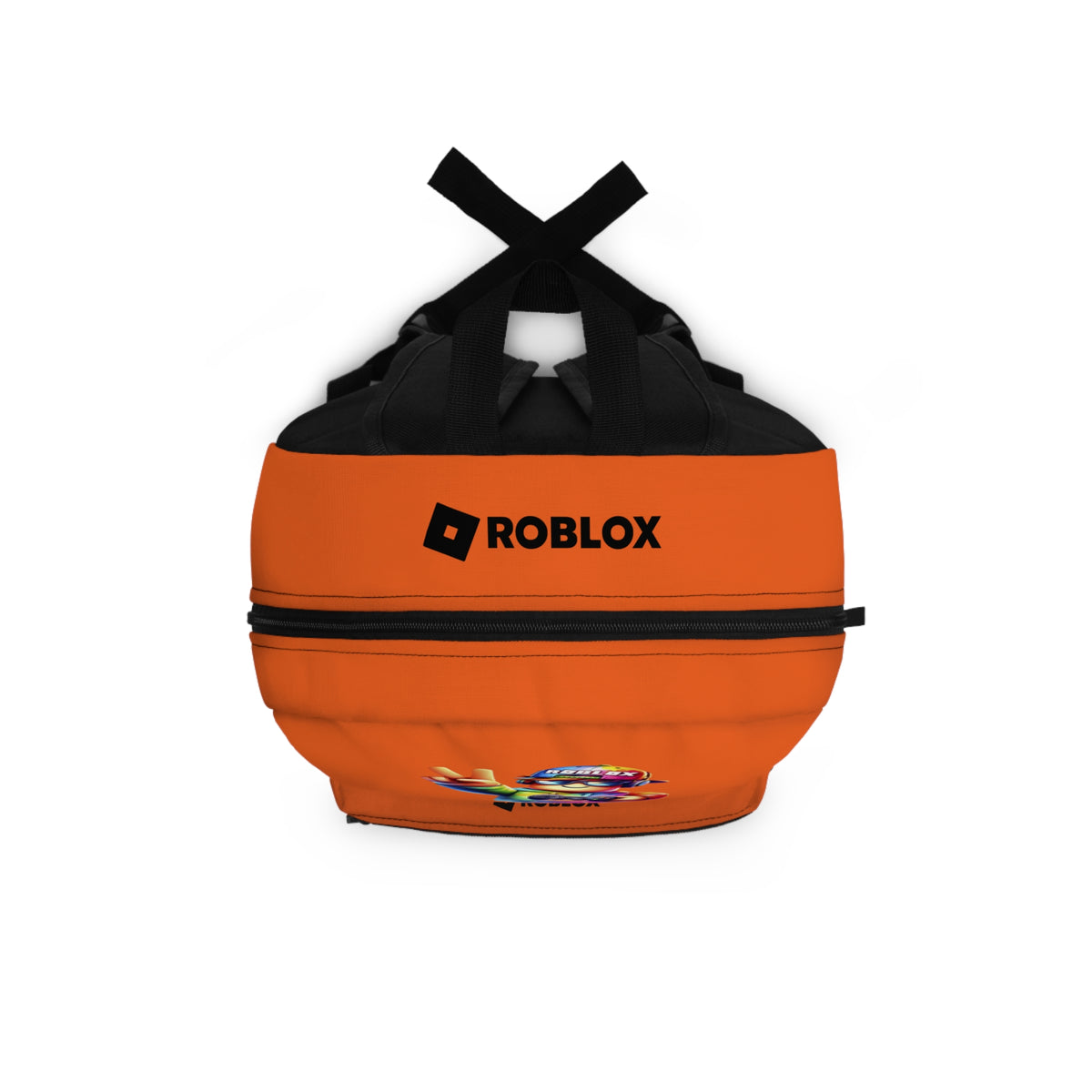 Top view of orange Roblox backpack showing durable zippers and handle at dobermenpremier.com