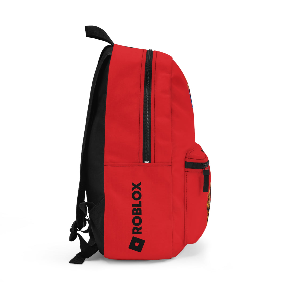 Side view of red Roblox backpack showing clean profile and shoulder strap at dobermenpremier.com