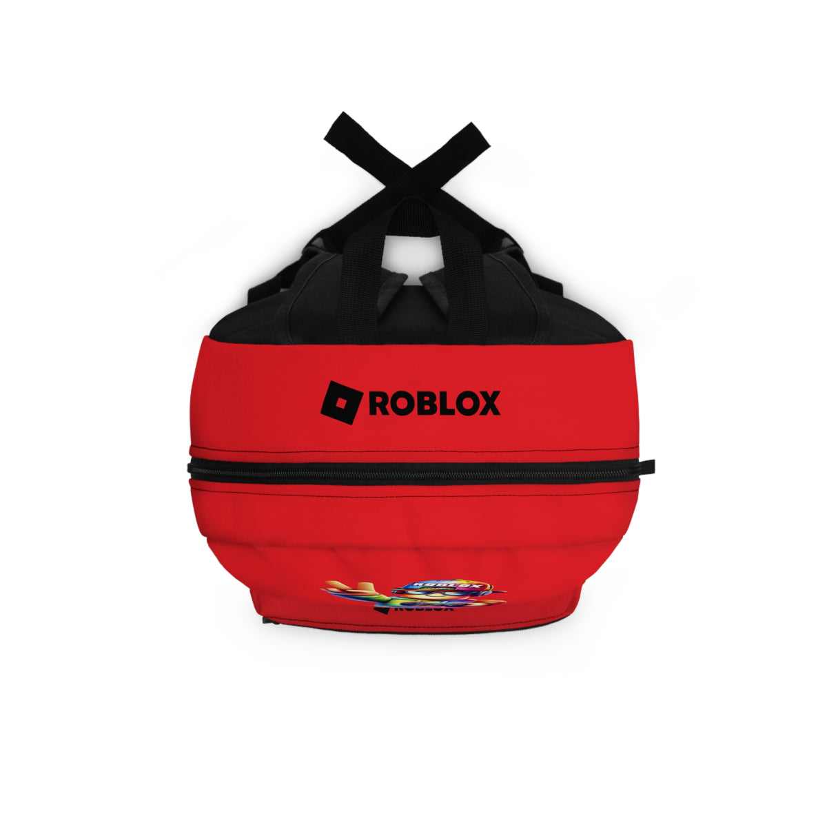 Top view of red Roblox backpack showing durable zippers and handle at dobermenpremier.com