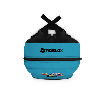 Top view of turquoise Roblox backpack showing durable zippers and handle at dobermenpremier.com