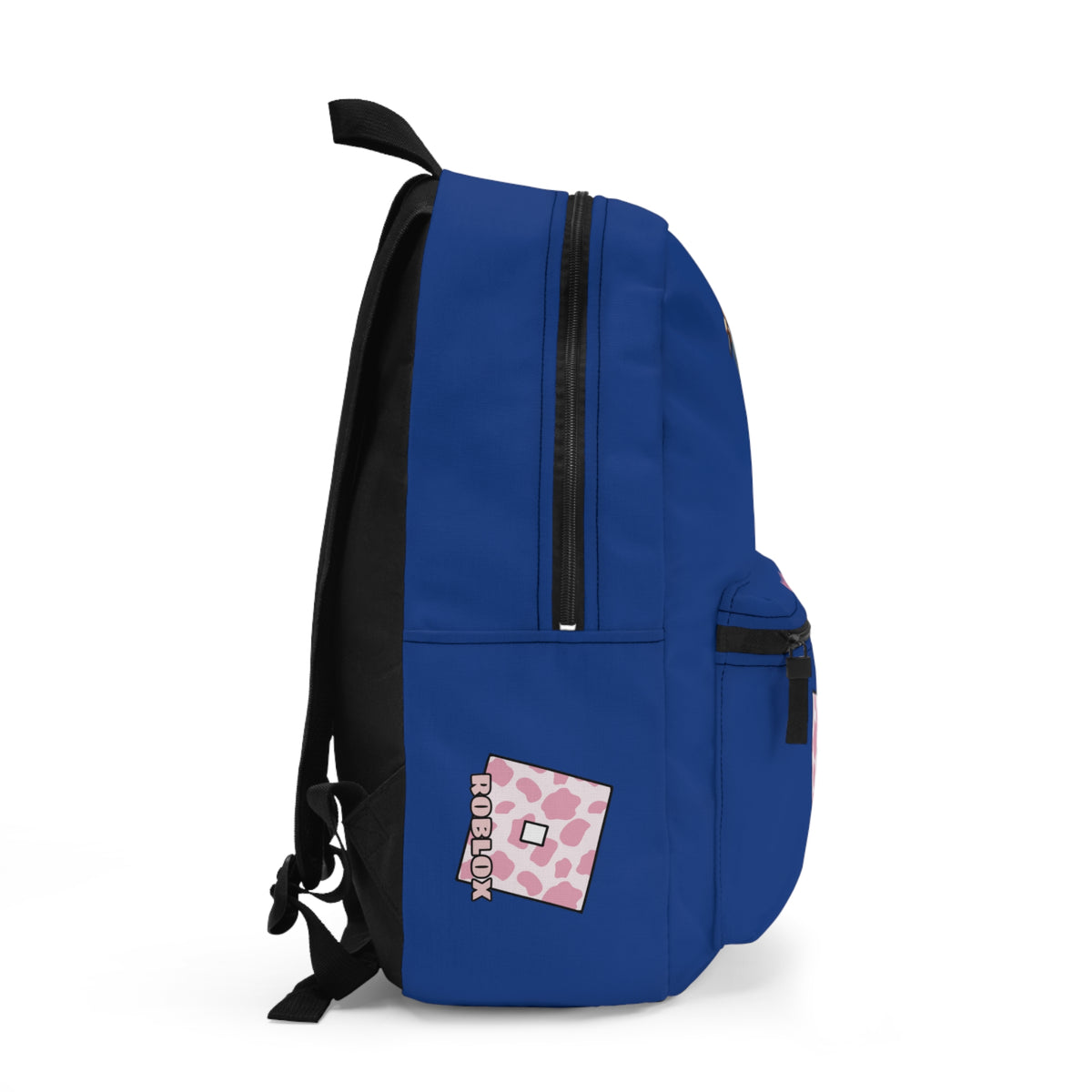 Side view of dark blue Roblox girls backpack showing clean profile and shoulder strap at dobermenpremier.com