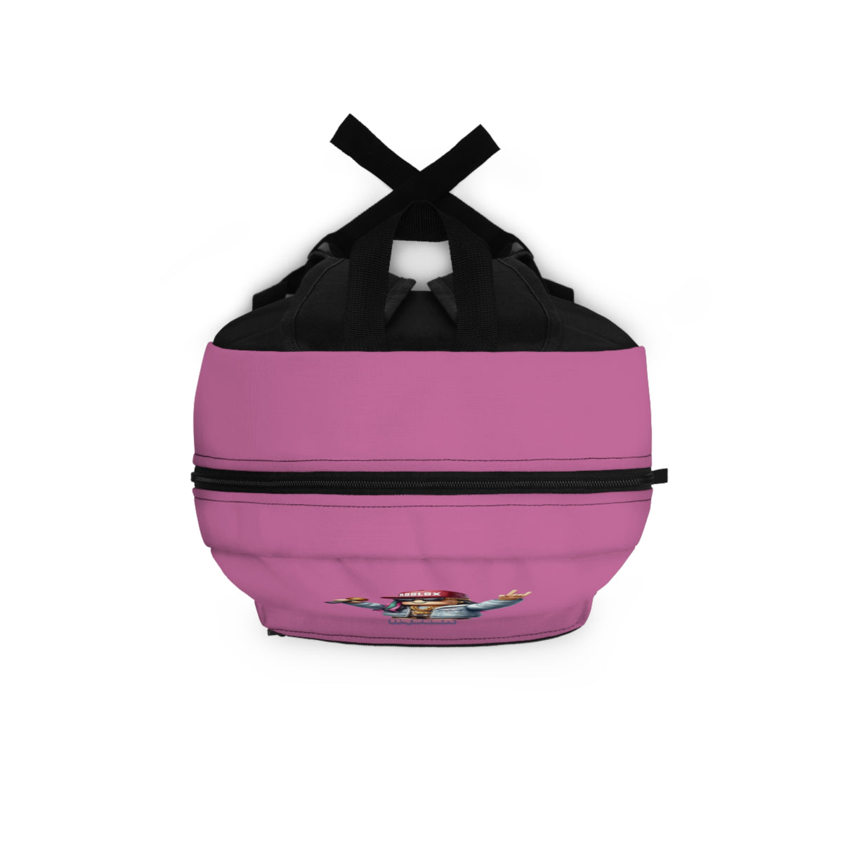 Top view of light pink Roblox girls backpack showing durable zippers and handle at dobermenpremier.com